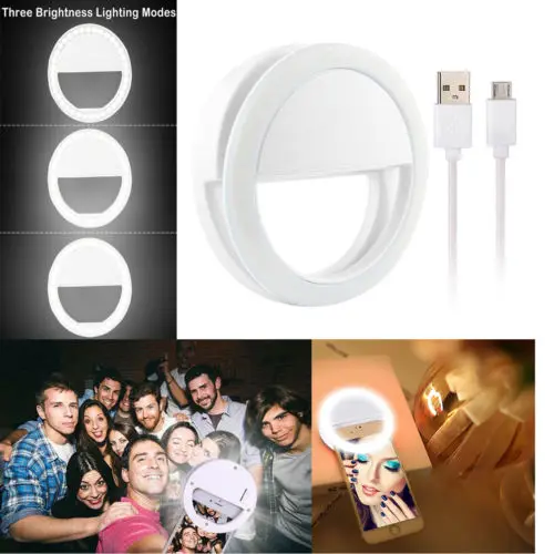 

USB Phone Selfie Ring Lamp Chargeable Round Portable Photography Light Ring Three Mode Dimmable Selfie LED Photo Light Universal