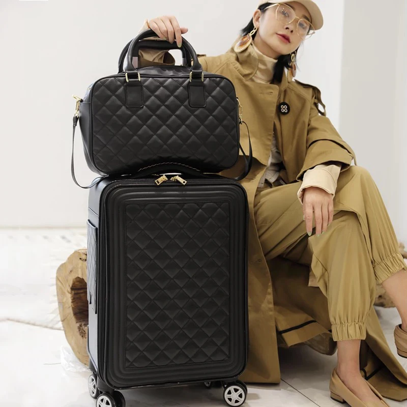 

Fashion trolley suitcase set with handbag net red travel luggage bag luxury trolley case popular PU leather 16/18/20/24 inch