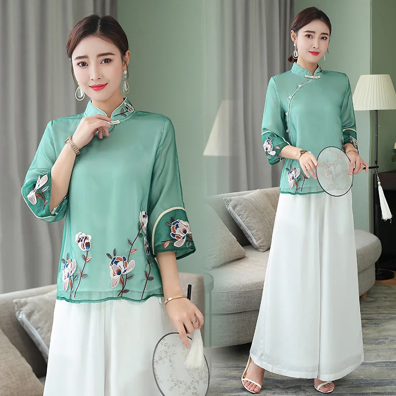 

Improved Chinese Costume GIRL'S 2019 New Style Retro Chinese-style Frog Tops Cheongsam Daily Life Chinese Clothing Ethnic-Style