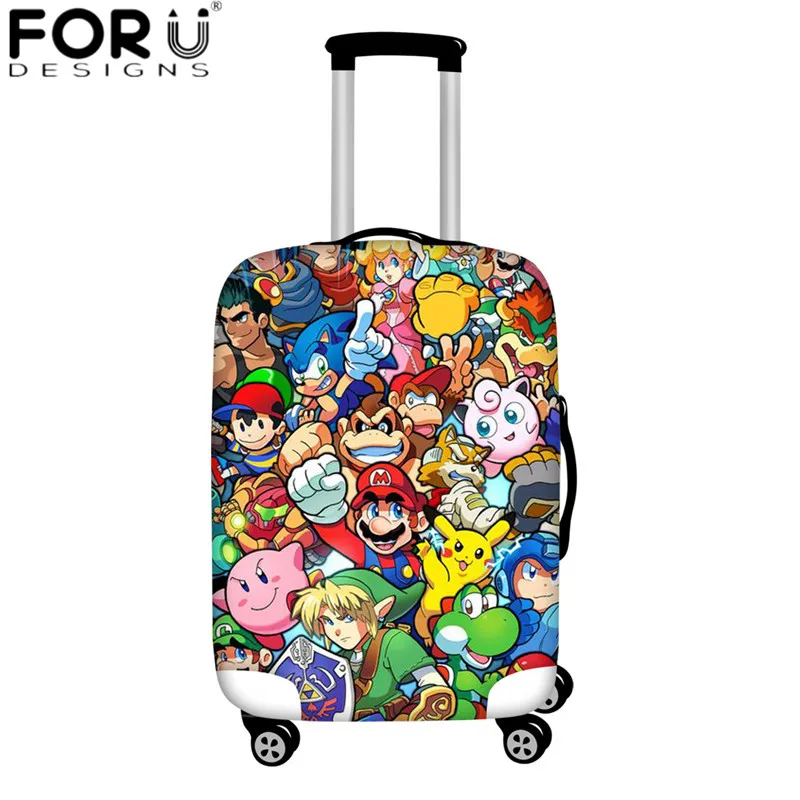 FORUDESIGNS Super Mario Print Travel Suitcase Protective Covers Cute Kids Cartoon Luggage Cover Apply to 18-32 Inch Baggage Case - Цвет: HMC540