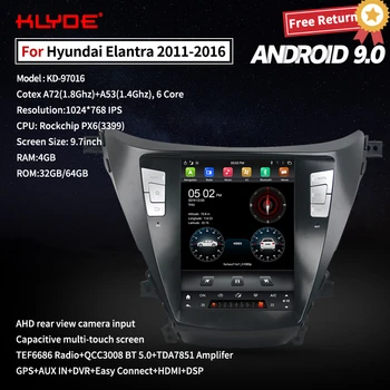 

Klyde GPS Navigation Tesla Style Car Radio For Hyundai Elantra 2011-2016 Android 9 Multimedia Player Stereo Head Unit Carplay