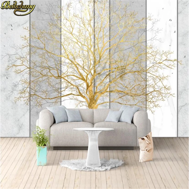 Beibehang Ozel 3d Duvar Kagitlari Ev Dekor Fotograf Arka Plan Sanat Duvar Kagidi Duvarlar Icin 3d Altin Agaci Banyo Oturma Odasi Kaplama Wallpaper For Walls Flower Wallpaperwall Papers Home Decor Aliexpress