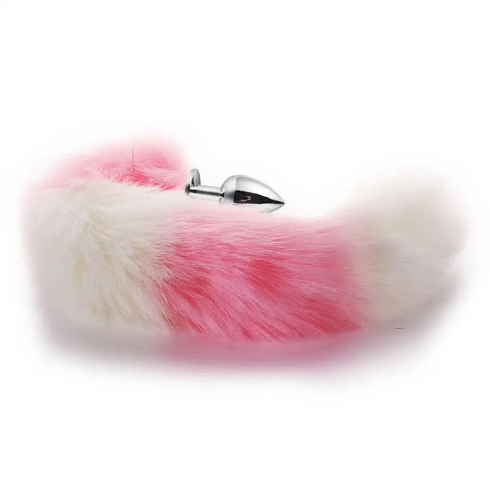 Movconly 40CM Fox Tail Anal Plug with Big Real Crystal Fox Tails Metal Butt Plug Couple Sex Toys Erotic Cosplay Tail