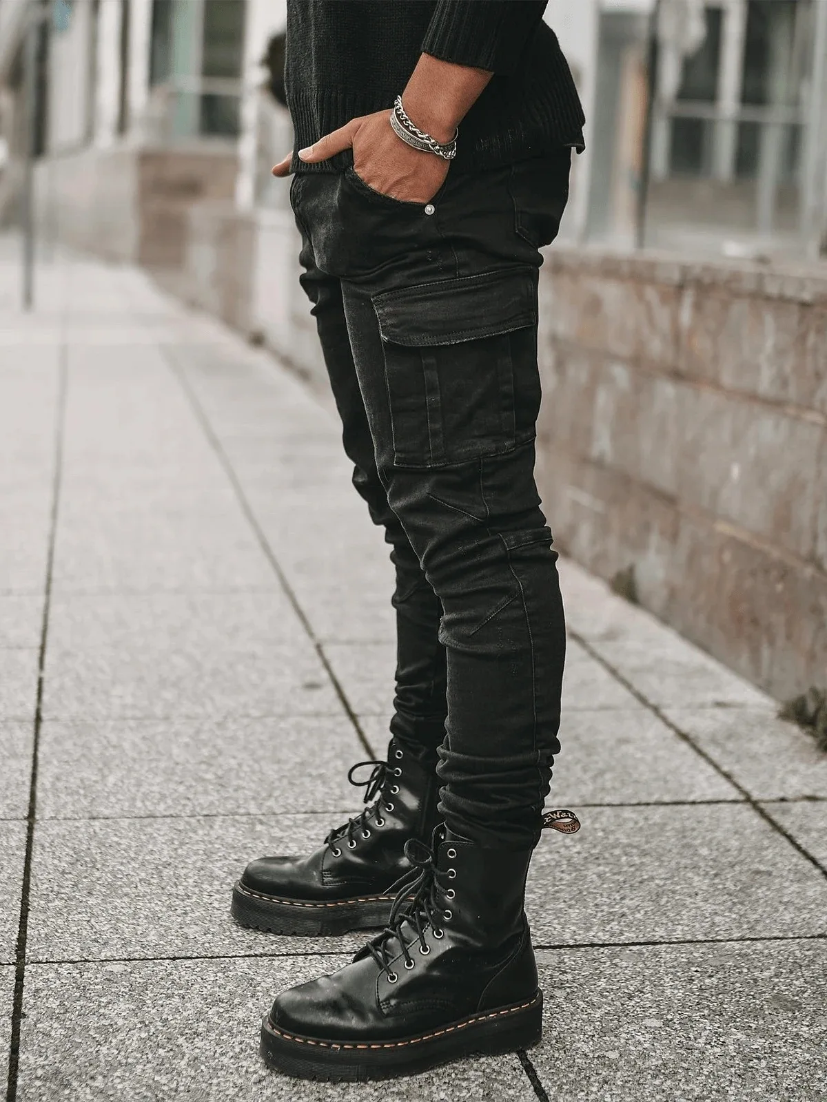 Jeans Men Pants Casual Cotton Denim Trousers Multi Pocket Cargo Jeans Men  New Fashion Denim Pencil Pants Side Pockets Cargo|Cargo Pants| - AliExpress