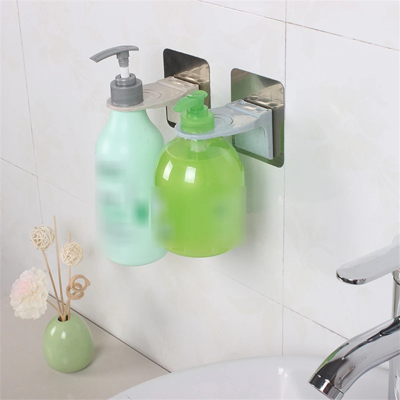 Wall Mounted Strong Sticky Shampoo Hook Shower Hand Soap Bottle Hanging Holder Bathroom Accessories Bath Hooks Hanger Rack