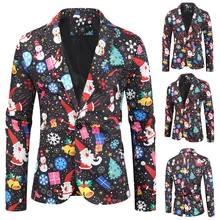 Повседневный мужской костюм, пальто, Рождественский костюм, куртка, конфета, дерево, снег, мужские, с принтом, для взрослых, рождественские, необычные, вечерние, тонкий, повседневный костюм#35