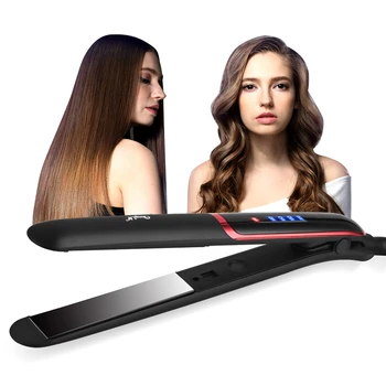

CkeyiN 2 In 1 Hair Straightener Hair Curler LCD Display Curling Wand Flat Iron Ceramic Coating Adjustable Temperature