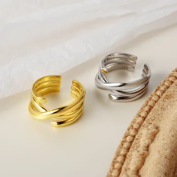 

High sense 925 sterling silver multilayer winding cross ring cold wind niche opening ins index finger ring female for women