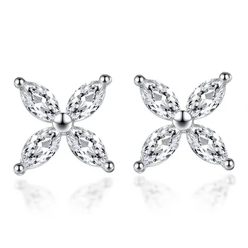 

925 Sterling Silver Lucky Leaves Ice Snowflakes Stud Earrings For Women Silver 925 Jewelry Oorbellen Brincos