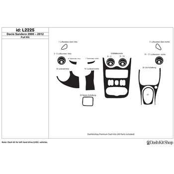 

Interior lining for Dacia Sandero 2008-2012. Set L2225.