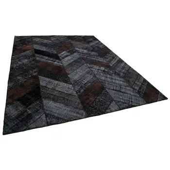 

247x310 Cm Black Handmade Modern Patchwork Rug-8x10 Ft