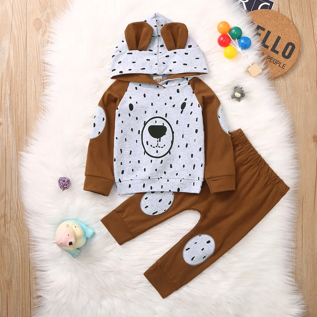 

Cute Baby Clothes Set Boy 2019 Autumn Baby Girl Clothing Sets Newborn Cotton Cartoon Long Sleeved Hoodie +Pants Baby Boy Clothes