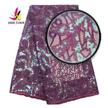

Hot Selling Nigerian Mesh Lace Fabric With Sequins 2019High Quality African Embroidered Lace Fabric French Net For DressAMY2809B