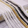 1 Yards White/black Pearl Beaded Lace Trim Tape Lace Ribbon African Lace Fabric Collar Dress Sewing Garment Headdress Materials ► Photo 1/6