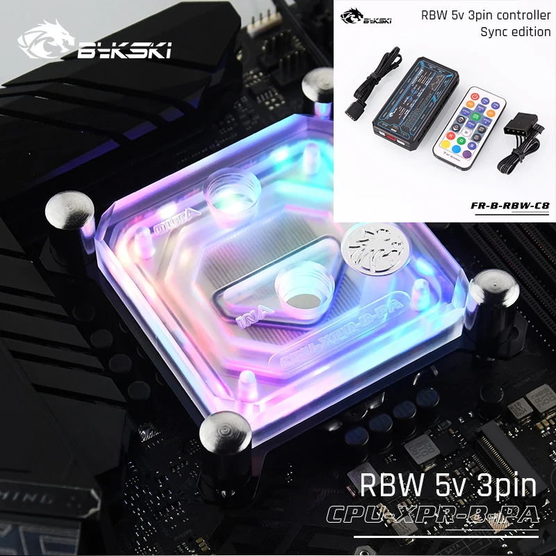 Bykski ЦП-XPR-B-PA-V2 Матовый акриловый ЦП блок для Intel Lga115x/2011 RGB(12v 4pin) RBW(5v 3pin) Освещение блок водяного охлаждения - Цвет лезвия: RBW with controller