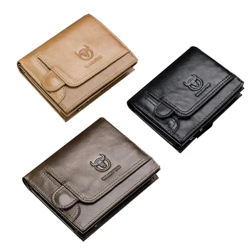 

ASDS-BULLCAPTAIN New Men's Leather Wallet Leather Coin Purse RFID Anti-Theft Brush Leather Card Wallet