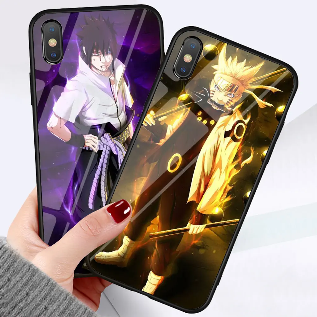 

Naruto Cartoon glass case for xr x xs max 8 plus 7 7plus 8plus iphone 6 6s 5 5s se coque iphone7 Animation shockproof hard cover