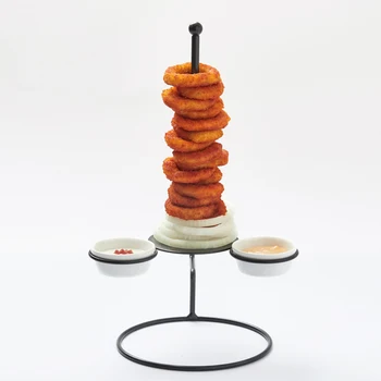 

Food holder tableware creative onion squid ring steel tube grilled chicken rack restaurant bar doughnut rack tower shelf