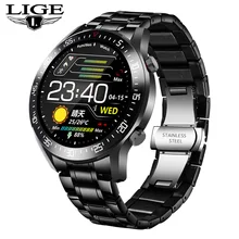  LIGE New 2021 Smart Watch Men Heart Rate Blood Pressure Information Reminder Sport Waterproof Smart Watch for Android IOS Phone 