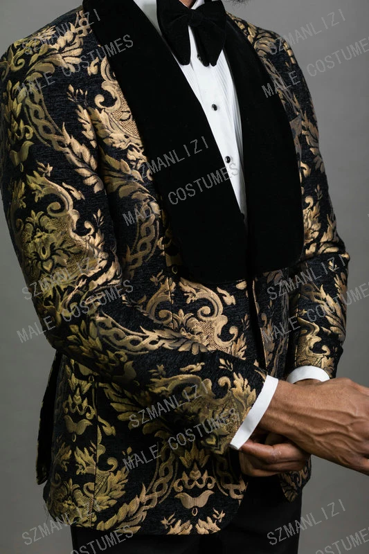 2022 abiti eleganti da uomo floreali in oro nero di marca con pantaloni  abito da sposo giacca da Smoking da fumo abiti da sposa per uomo giacca da  uomo migliore|Suits| - AliExpress
