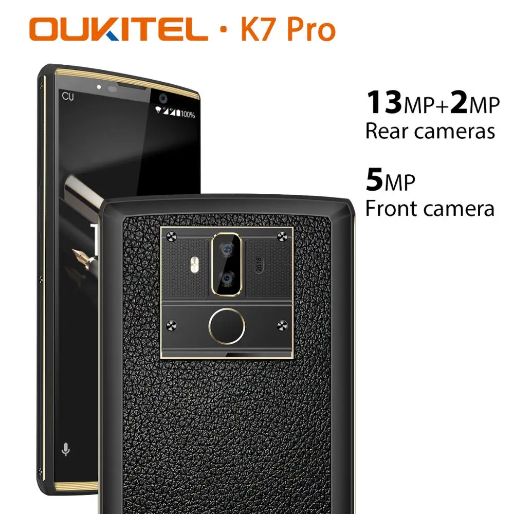 Смартфон OUKITEL K7 Pro 4G ram 64G rom 6," FHD+ 18:9 10000mAh отпечаток пальца 9 V/2A Android 9,0 MT6763 Восьмиядерный мобильный телефон