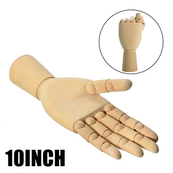 

1pc New Arrival 10" Wooden Left Hand Model Jointed Articulated Wood Artwork Sculpture Drawing Sketch Mannequin Model