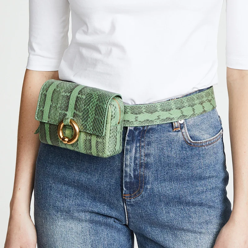 

Bag Women's 2019 Summer New Style Non-mainstream Design Fashion Snakeskin Wallet Chest Pack Square Sling Bag Shoulder Chain Mobi