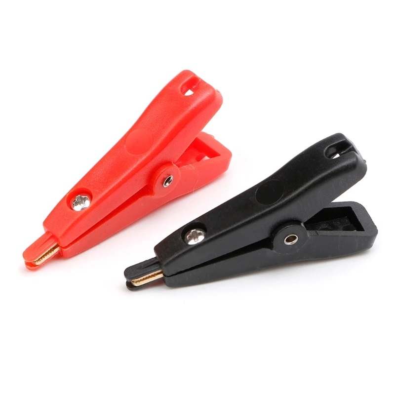 Alligator Clips Copper Plated Alligator Clip Two level Test clip Four Clamp LCR Kelvin Max Open Length 25mm Black+Red 2PCS