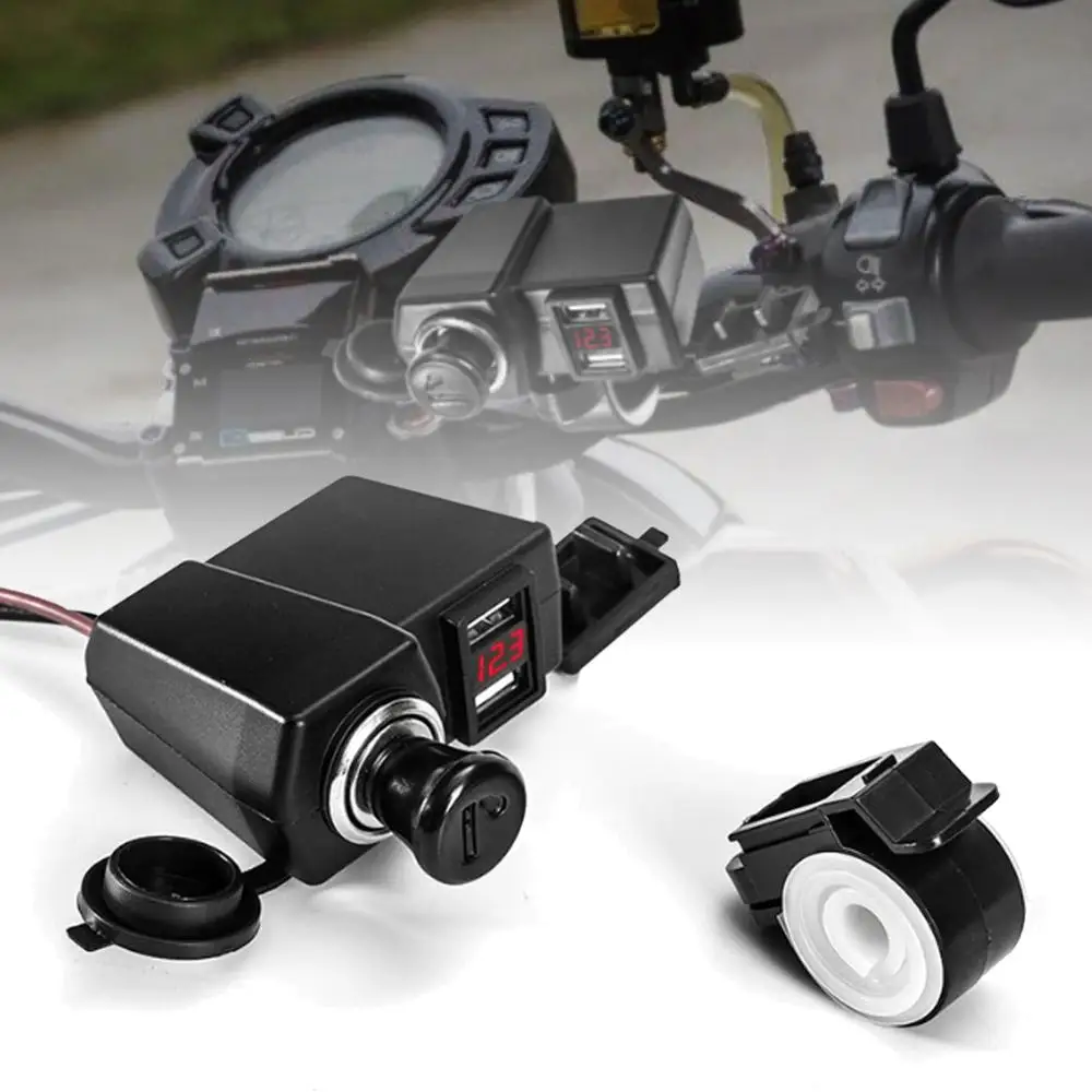 

Waterproof Motorcycle Charger for mobile phone 4.2A Moto Handlebar Dual USB Charging Socket Power Charger With switch Voltage