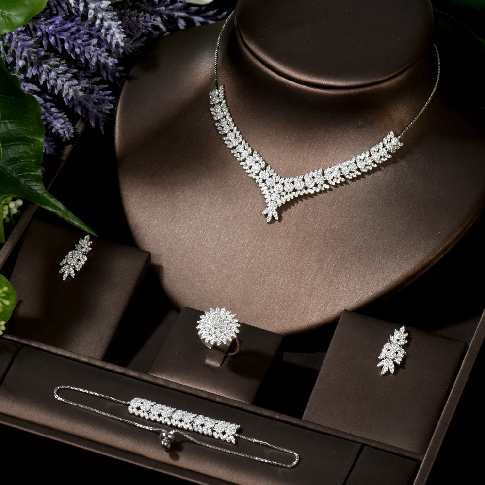 

4 шт., кольцо, серьги, ожерелье, регулируемый браслет