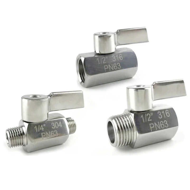 304/316 Stainless steel Mini Ball valve 1/8 1/4 3/8 1/2 3/4 / 1 BSP NPT Female male thread for water oil acid 2 way ball valve dn15 1 2 stainless steel two way electric water valve dc5v dc12v dc24v ac220v cr01 cr02 cr03 cr04 cr05 motorized ball valve