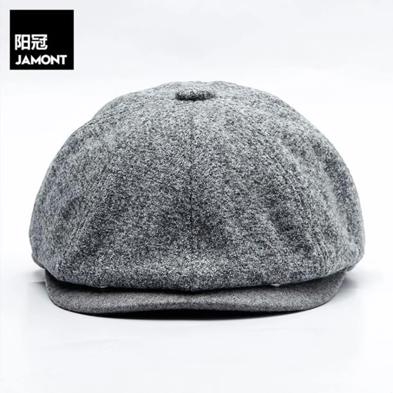 [JAMONT] Новая Винтажная Кепка Newsboy, осенне-зимняя Кепка для мужчин и женщин, Кепка с козырьком, восьмиугольная однотонная Кепка в британском стиле - Цвет: As shown