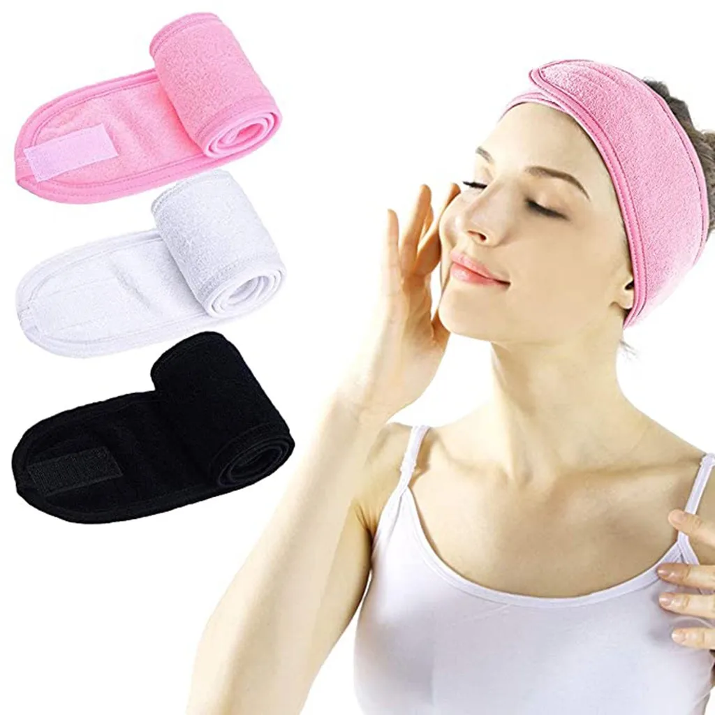 

1pc Men And Women Adjustable Facial Hydrotherapy Headscarf Makeup Bath Towel Sports Fashion Solid Color Hair Band Headscarf