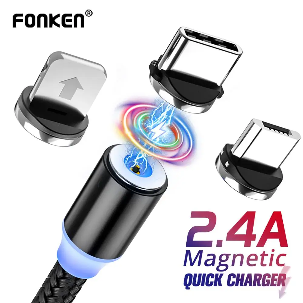 FONKEN Micro USB Magnetic Charger Cable USB Type C Fast Charge Cable For XIaomi Huawei Samsung Magnet Cable For Iphone 11pro Max