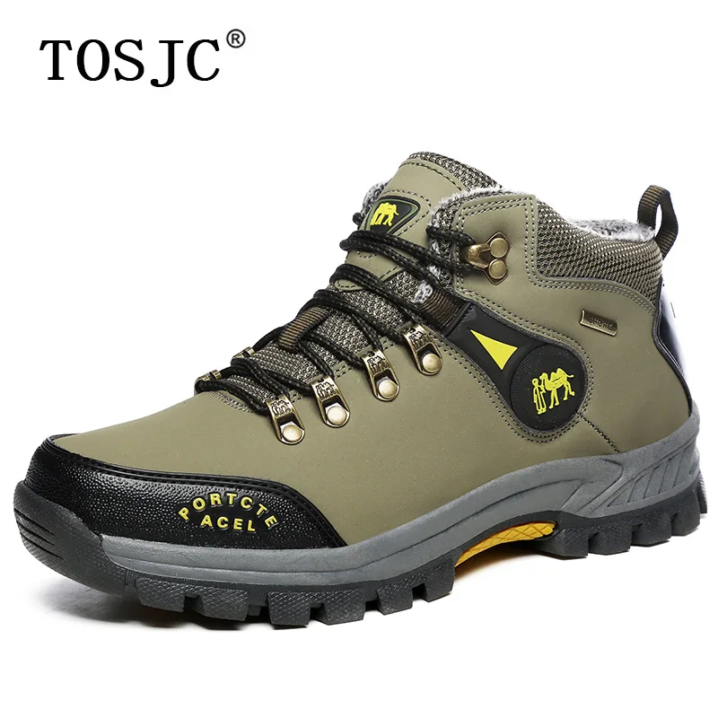 TOSJC Winter Mens Trekking Shoes Plush Anti-Skidding Hiking Shoes Waterproof Man Snow Boots Outdoor Warm Sneakers Climbing Shoes TOSJC Winter Mens Trekking Shoes Plush Anti-Skidding Hiking Shoes Waterproof Man Snow Boots Outdoor Warm Sneakers Climbing Shoes