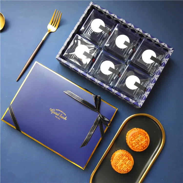 

10Pcs/Lot Luxury 80g Square Moon Cake Mooncake Packaging Box Container Holder Gift Bags Portable Handbags Party Favors Puff Box