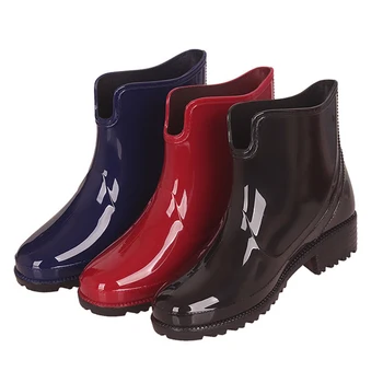 

Women Rain Boots Non Slip Patent Leather Wateproof Woman Shoes Low Heels Plus Size Ladies Casual Fashion 2020 Pumps Female