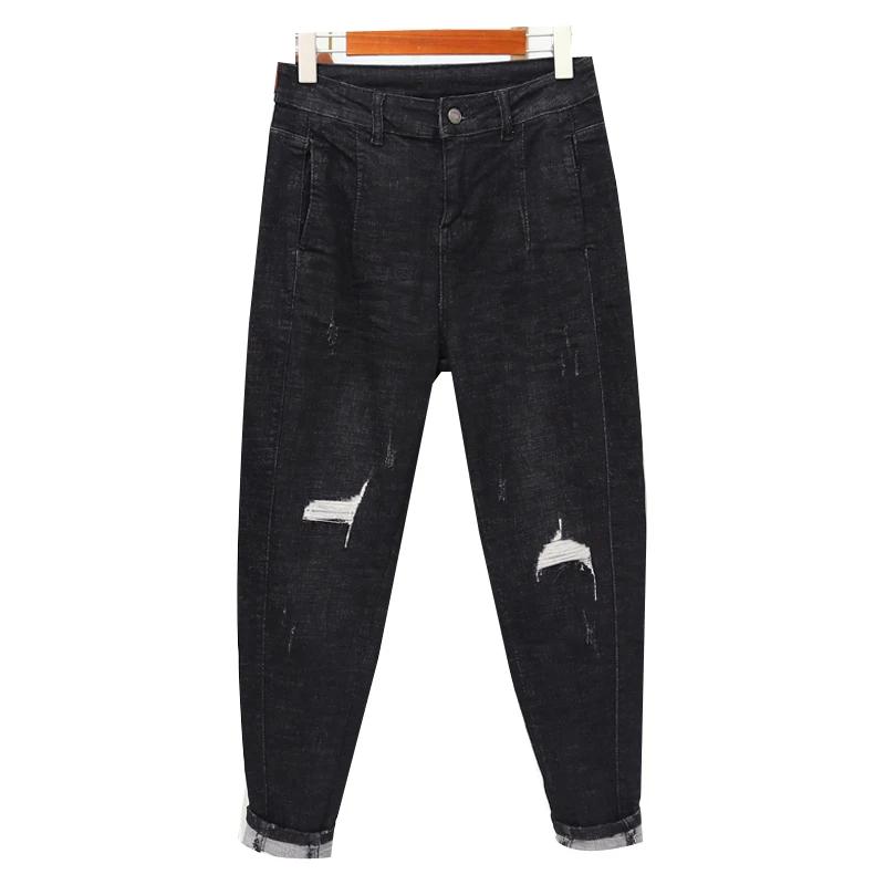 

High Waist Plus Size Boyfriend Jeans For Women Mom Jeans Vintage Ripped Hole Streetwear Denim Pants Female Jeans Trousers