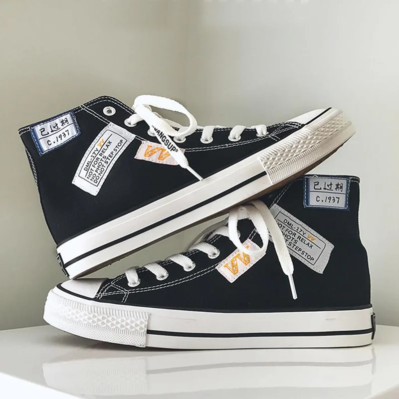 

High top sneakers boys sport shoes 2020 spring new style designer canvas shoes men lace up sneakers