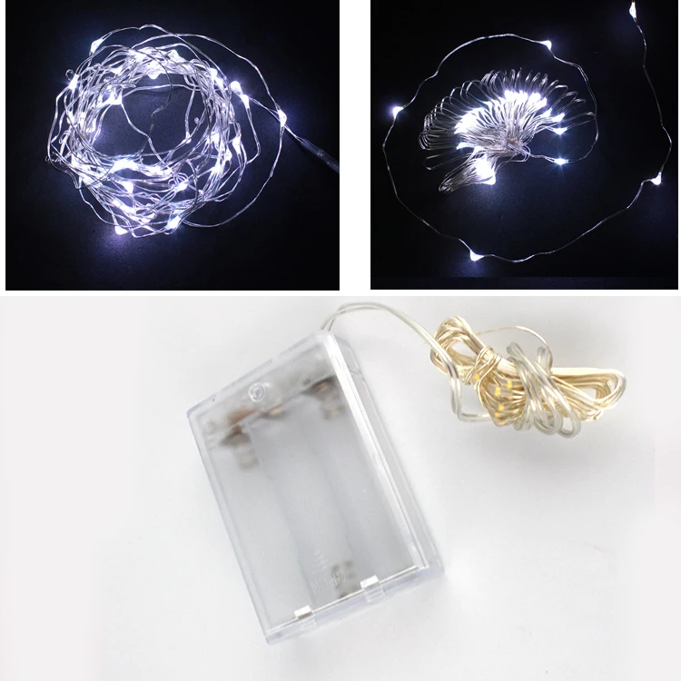 

20 LED String Battery Operated 2M Copper Silver Wire Fairy Light For Xmas Home Party Wedding Garden outdoor Decoration