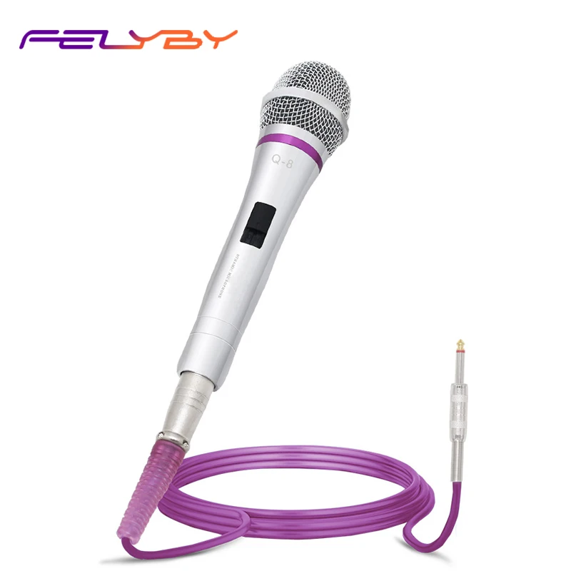 

FELYBY Q-8 Wired Microphone for Home KTV Amplifier Audio Professional Stage Moving Coil with Line Microphone