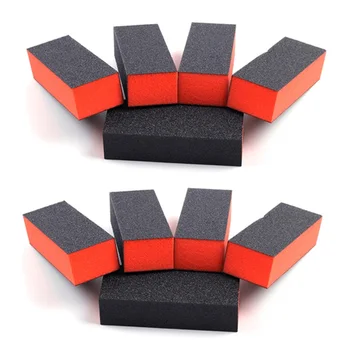 

10Pcs Nail Art Buffer Buffing Sanding Files Block Pedicure Care DIY (Color: black,red)
