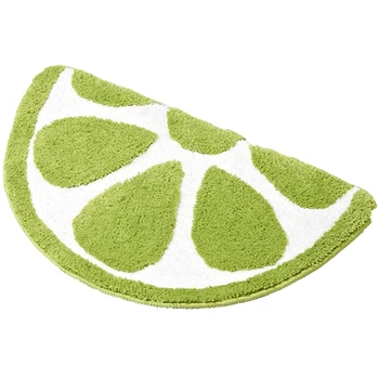 

Baby Playtime Cozy Lemon Cute Fruits Half Round Shaped Bedroom Bathroom Doorway Kitchen Floor Rug Carpet Water Absorption Non-Sl