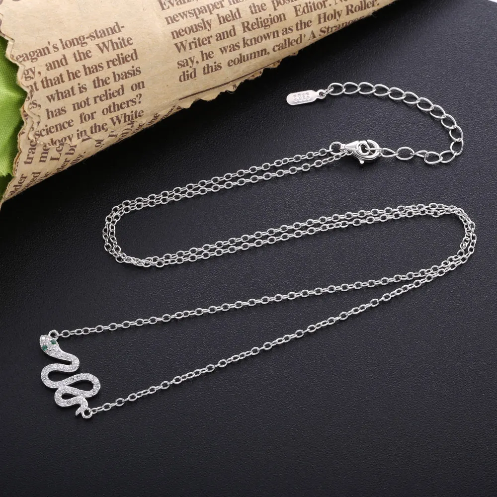 SHADOWHUNTERS Authentic 925 Sterling Silver Snake Necklace For Gift Crystal Animal Pendant Design Gothic Fashion Jewelry