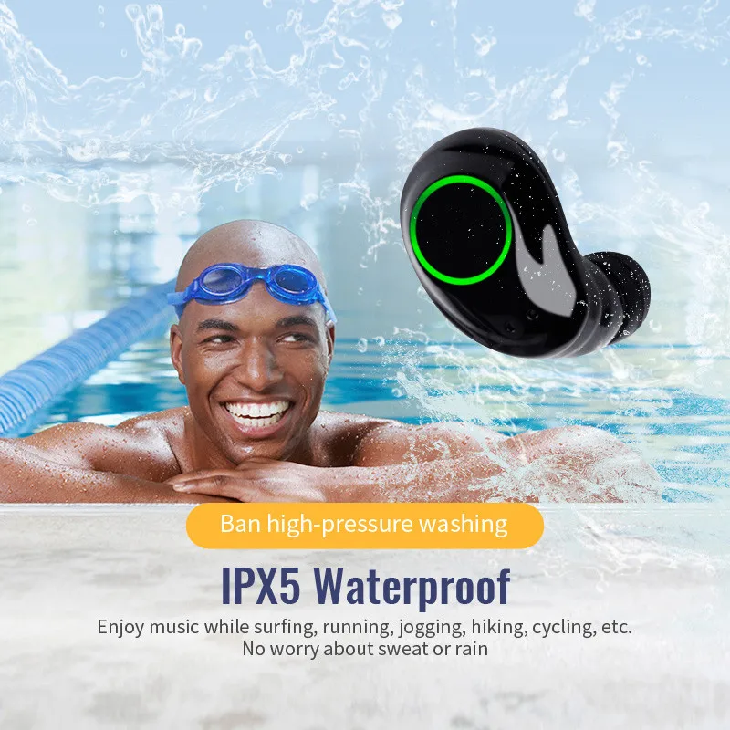Wireless Bluetooth 5.0 Earphone Waterproof Earbuds In-Ear Headset for Phone Samsung Huawei LG Bluetooth-enabled Devices