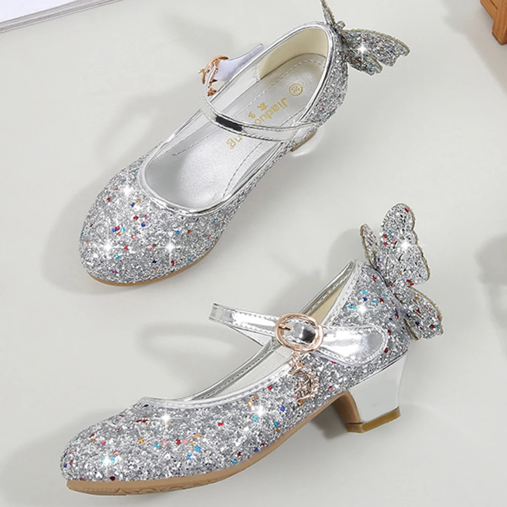 KIDS Fashion Girls Sparkly Dress Shoes,Adorable Kids Party Heels Pumps,Glitter Princess Mary Jane Shoes