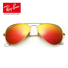 Унисекс Rayban RB3025 авиатор солнцезащитные очки с цветной пленкой Светоотражающие зеркальные солнцезащитные очки на открытом воздухе
