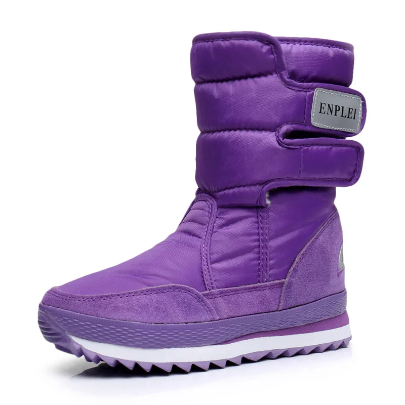 Dwayne/Женская обувь зимние женские теплые меховые водонепроницаемые ботинки большого размера плюс на нескользящей подошве; ; классические зимние ботинки - Цвет: Фиолетовый