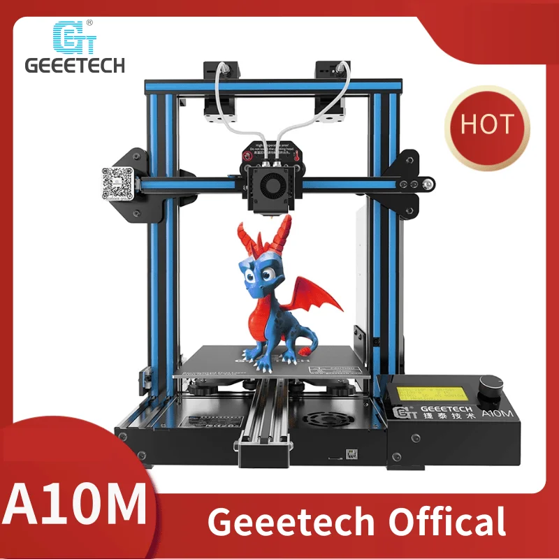 GEEETECH V4.0 / V4.1B A10M 2 In 1 Mix-color Fast Assembly 3d Printer Efficient Filament Detector Break-resuming Capability FDM 3d printers