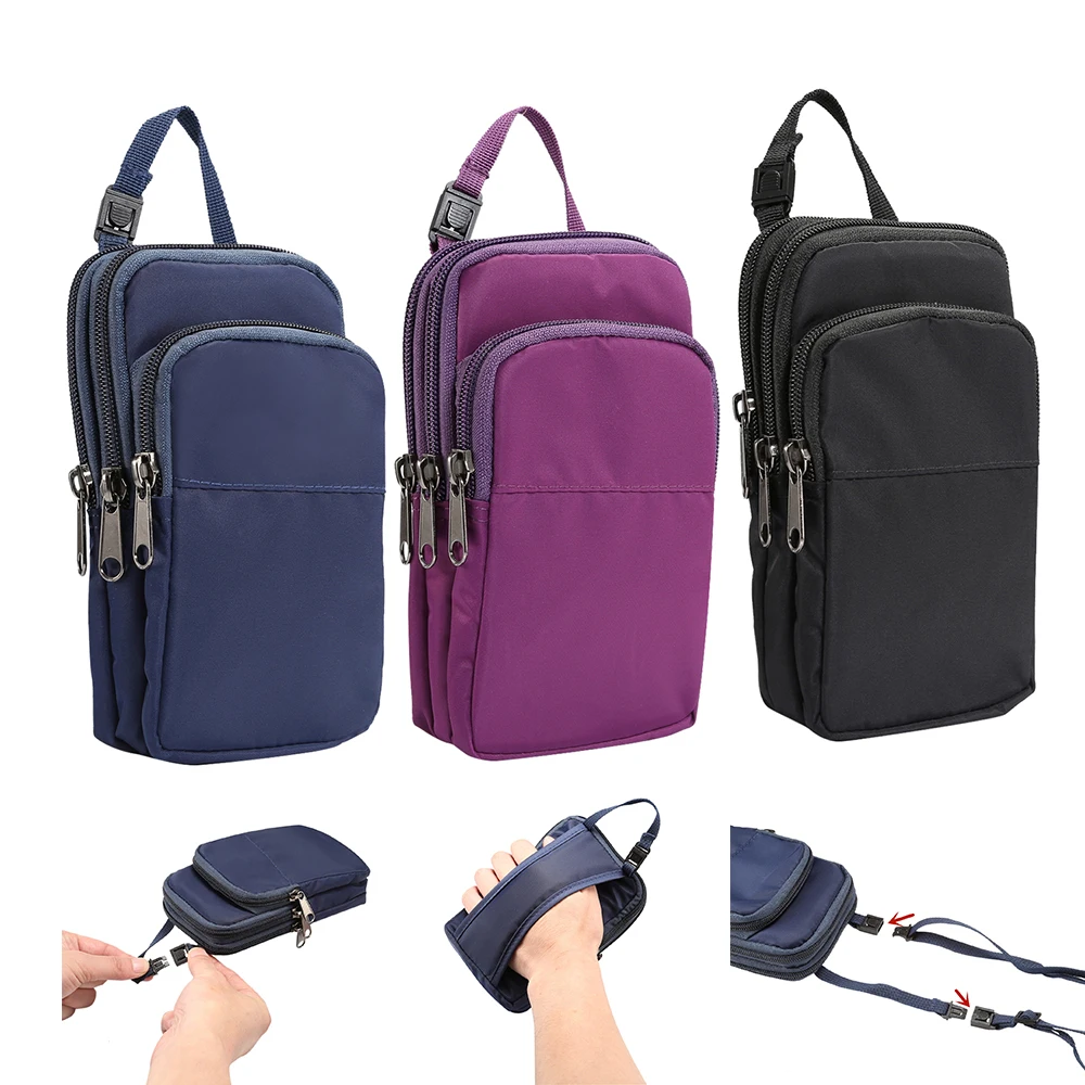 

Universal Multi-function Leisure Sports Mobile Phone Bag Wallet Carrying Pouch Card Holder Wrist/hanging Waist/hand/cross-body